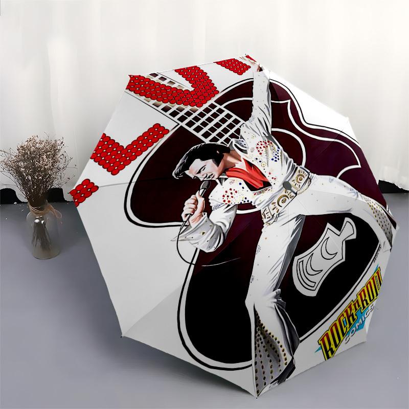 1pc ELVIS ROCK 'N' ROLL Automatic Open,Windproof, Compact Travel Umbrella, Gift for Birthday, Christmast93081