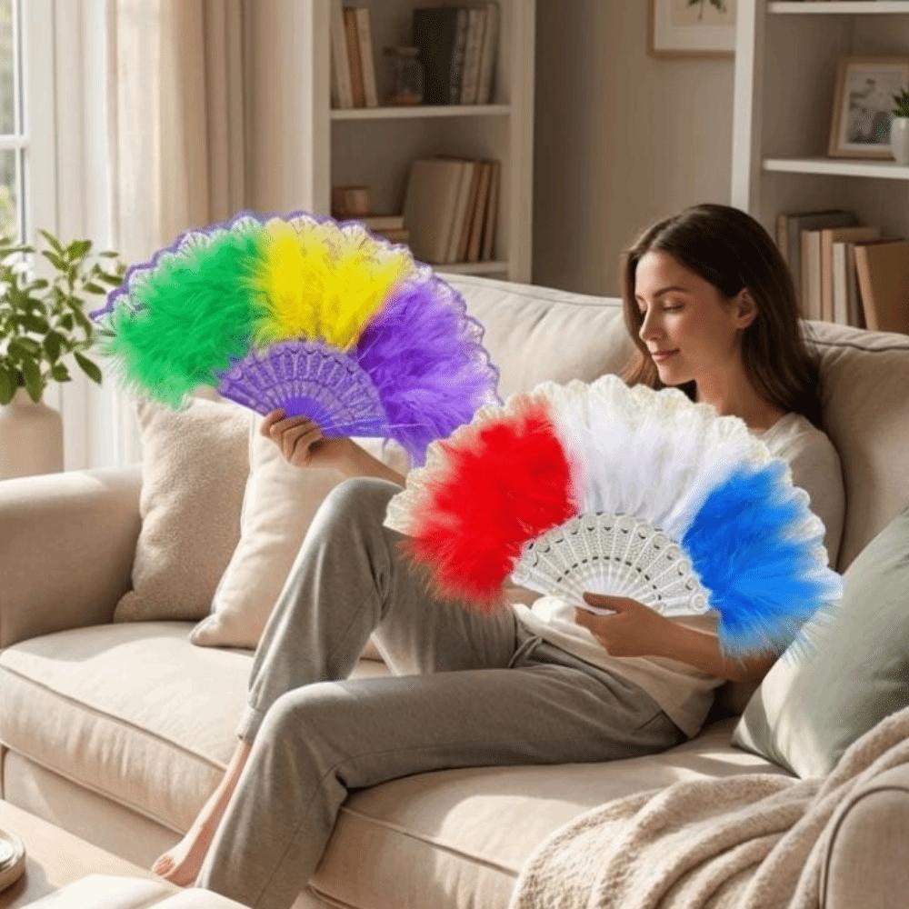 Plastikrahmen Feder Faltfächer Chinesischer Stil Spitze Fächer Tragbar Retro Handfächer Modenschau