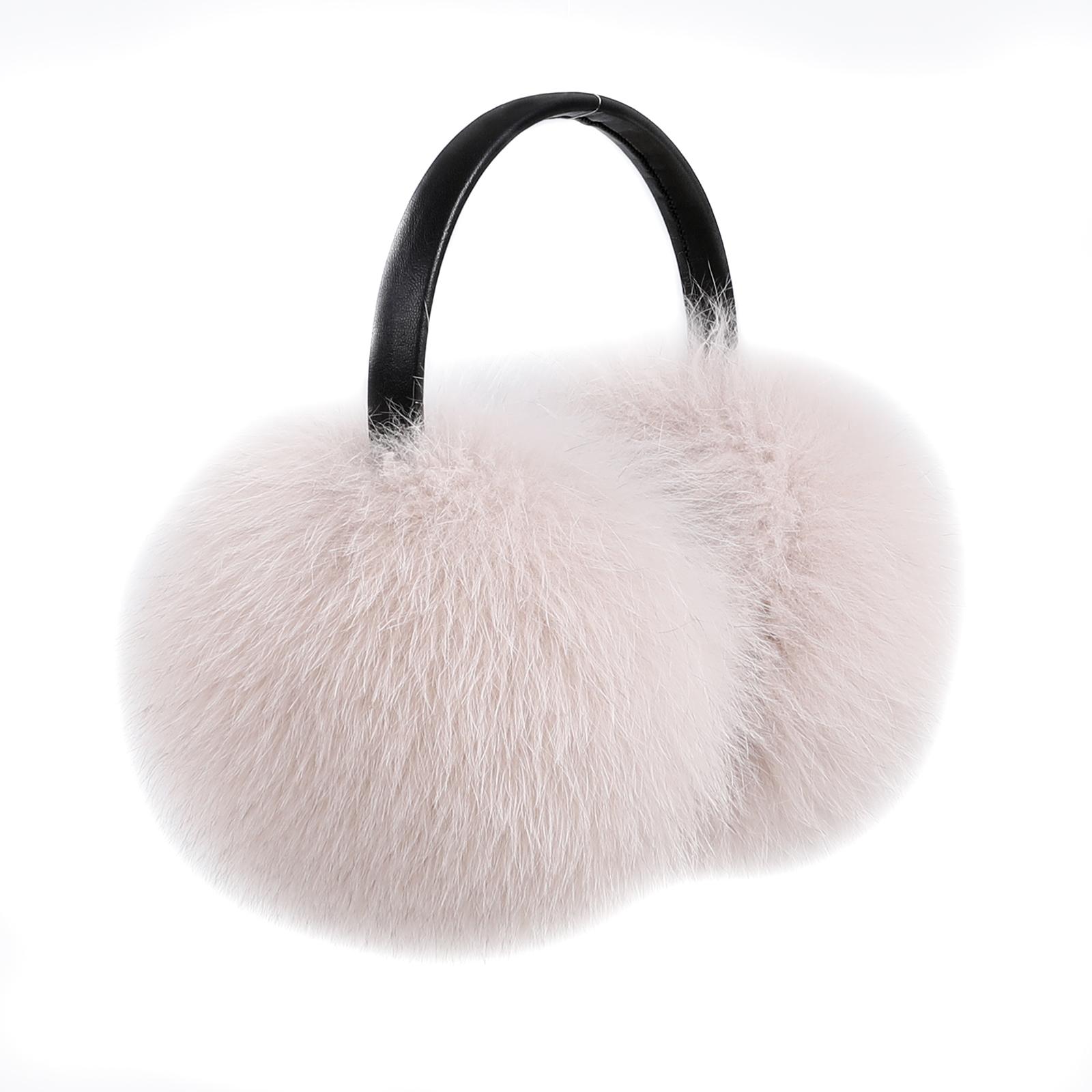 

Жіночі зимові 100% натуральні лисячі навушники-муфти, справжні єнотові навушники для холодної погоди, теплі, пухнасті, м які, регульовані