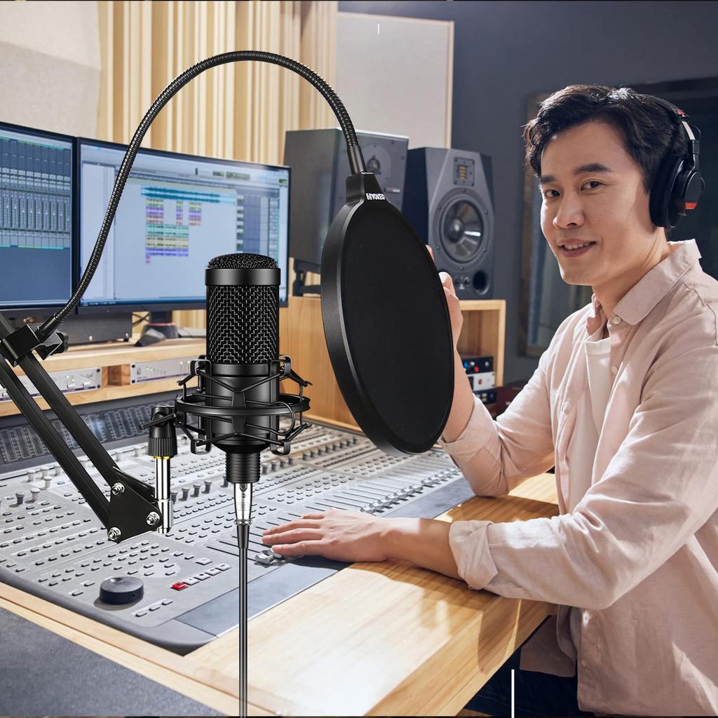 Aokeo Pop Filter, Pop Blocker, Microphone Filter, Double Filter, Noise Prevention, Pop Filter, Double Screen Mesh, Genuine Product