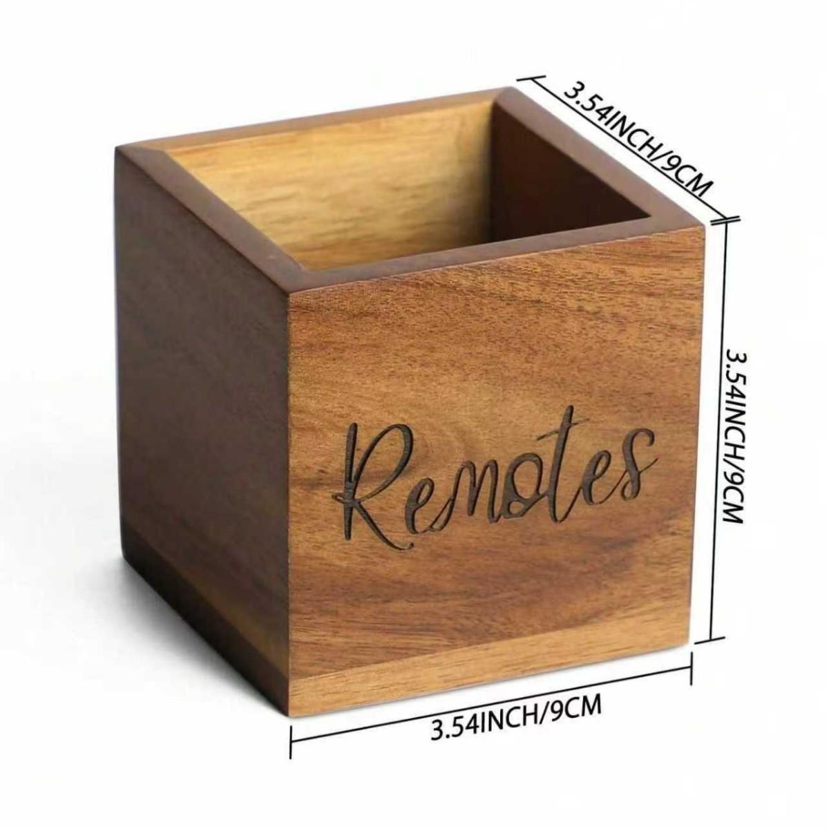 

Wood Remote Control Organizer Natural Wood Color Vintage Style Remote Container Wood Remote Holder Home Organization 9 9 9CM