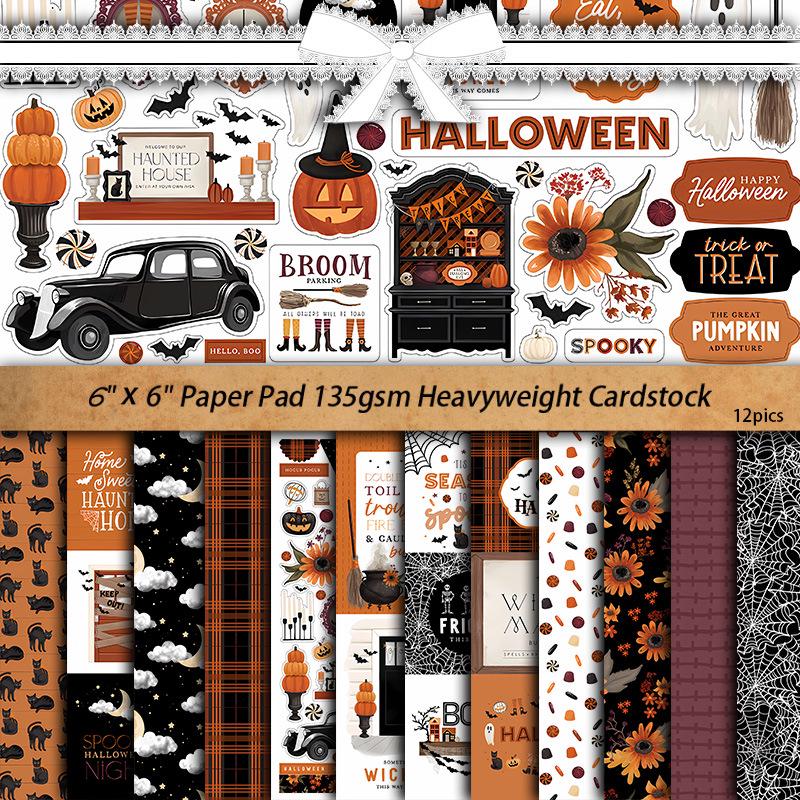 Vintage Halloween Pumpkin Props Journal - 12 Sheets Paper Decoration