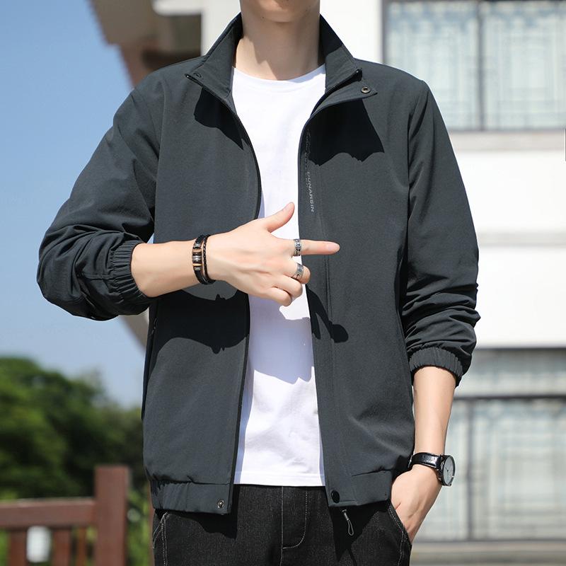 Stand-up Collar Jacket for Men in Spring and Autumn New Casual Korean Style Slim and Fashion Trendy Versatile Top Trendy