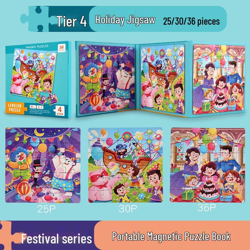 Magnetická puzzle kniha pre deti: Predškolská výchova pre vek 3-6 rokov