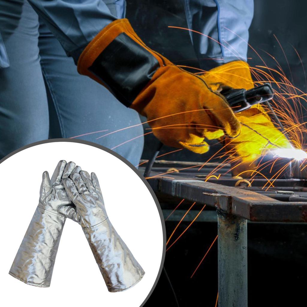 2 Aluminum Foil Welding Gloves, Heat Insulating Comfortable, Professional, Resistant