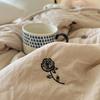 Japanese Minimalism Skin-friendly Summer Blanket Soft Breathable Single Double Duvet Washed Embroidered Comfortable Thin Quilt