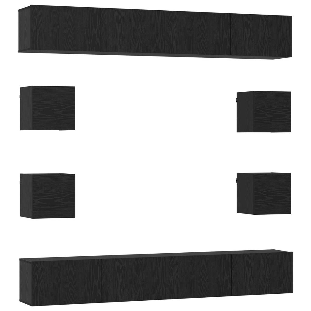 TV Cabinet Set 8 pcs 100 x 30 x 30 cm Black Oak