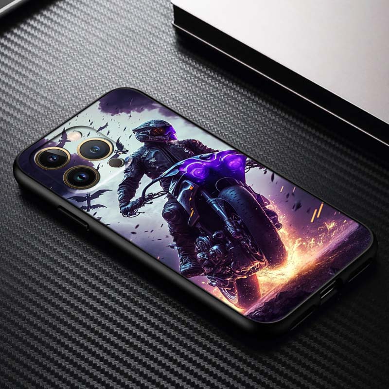 Model Rider Cool Phone Case For Apple iPhone 17 16 16E 15 14 13 12 11 Pro Max Plus Black Soft Silicone