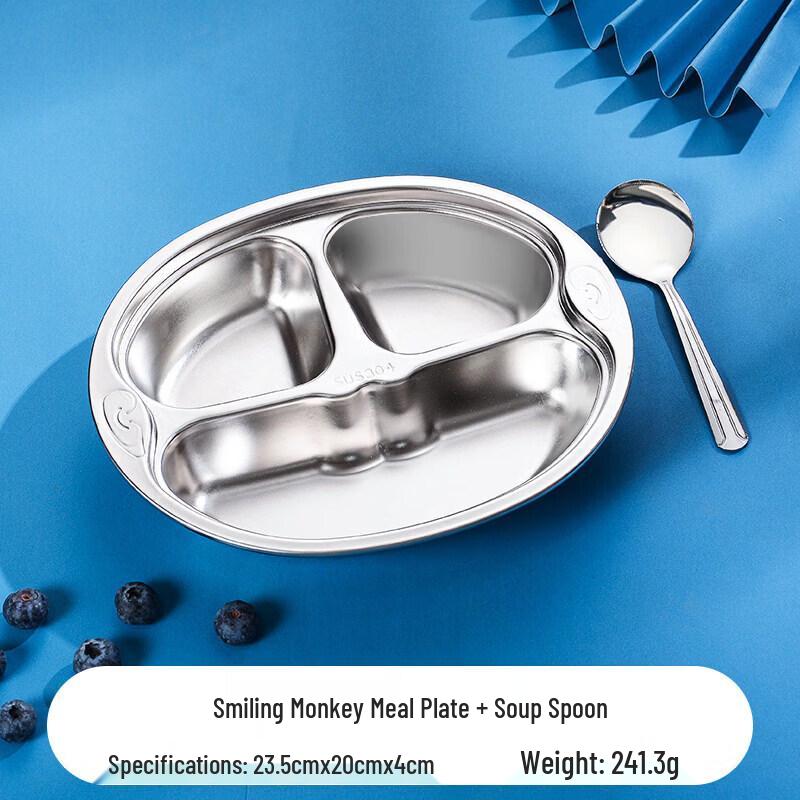 Qiwei 304 Stainless Steel Divided Kids Dinner Plate Set