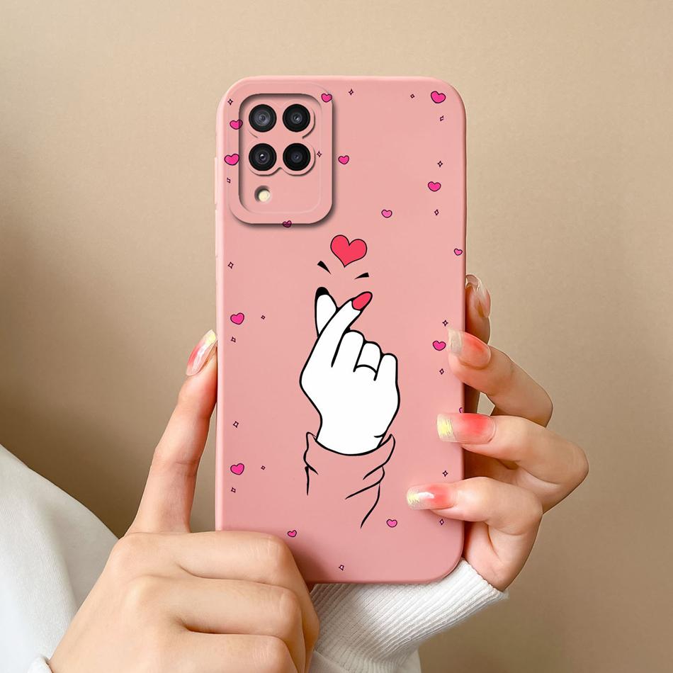 

Case For Samsung M32 M22 Back Cover Love Heart Coque Soft Liquid Silicone Bumper For Galaxy M 22 M 32 Full Protection Shell Capa Samsung M22