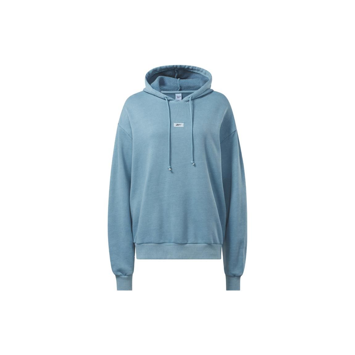 

Reebok Однотонный свободный свитер с капюшоном для женщин, синий HS4747 L