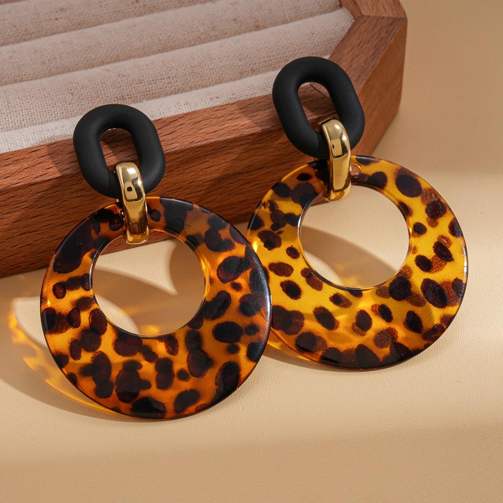 Náušnice s leopardím vzorem, duté, geometrické, kulaté, jednoduché, temperamentní, luxusní