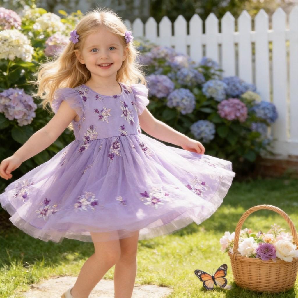 Girl Summer Princess Style Cotton Dress With Breathable Fabric For Kids