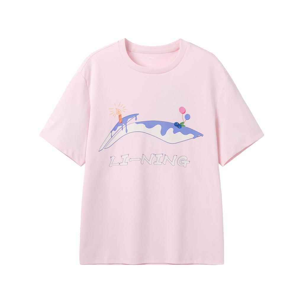 Li-Ning Versatile Comfortable Soft Loose Short Sleeve T-Shirt Women tops Light-Pink AHSW852-2