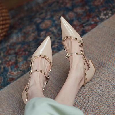 Cinturino alla caviglia Cut Out D'orsy Borchiato Rockstud Pelle Verniciata Rivetti Ballerine con Cinturino a T Fibbia Scarpe Comode da Passeggio da Donna Taglia da Viaggio 35-40