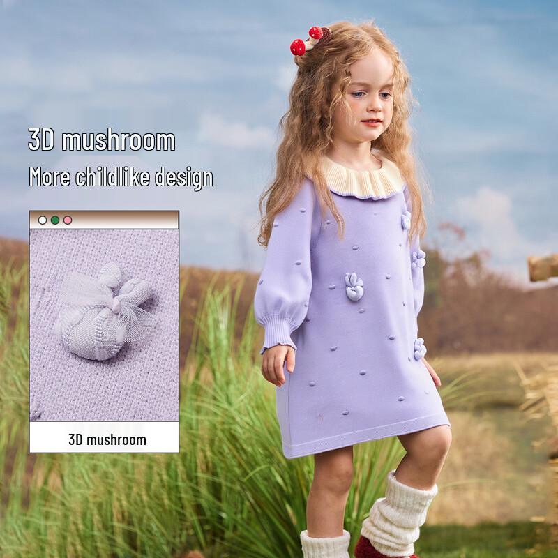 ASK JUNIOR Девочки Трикотажное платье-принцесса с воротником-рюшами 110