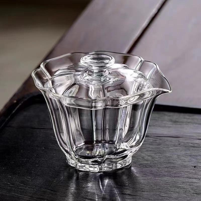 

180ML Glass Tea Tureen High Temperature Resistant Gaiwan with Strainer Hole Hand Gripping Bowl Household Kung Fu Tea Set 180ml чистый