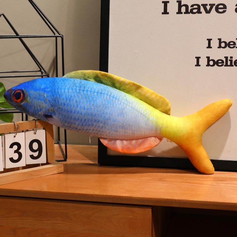 1PCS Creative Colorful Fish Cushion Pillow Simulated Sea Fish Figurine Sofa Living Room Decoration Ornaments Plush Cloth Doll Office Nap Pillows