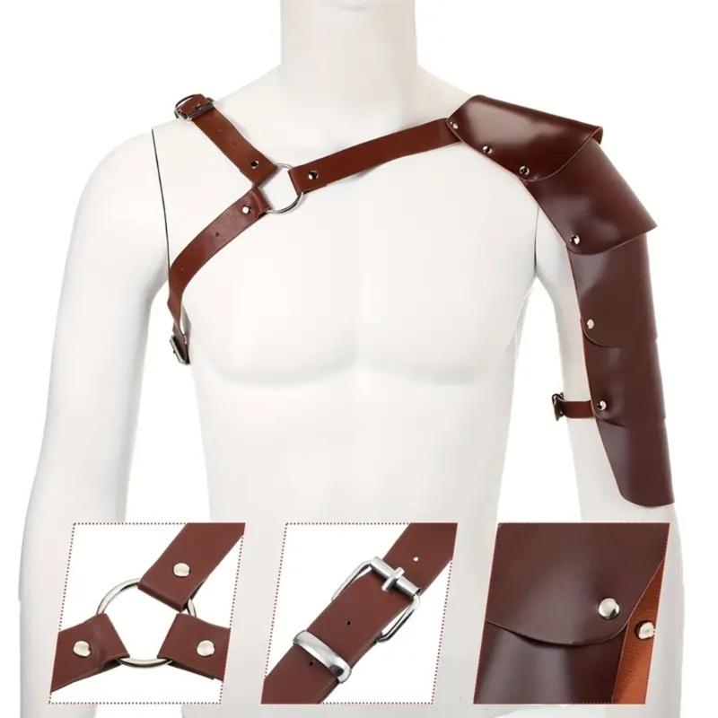 Completing Medieval Knnight Outfit Set Includes Faux Leather Shoulder Armors and Accessories for Historical Reenactments