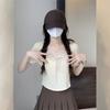 Black Square Neck Knitted Short Sleeved T-shirt for Women with Summer Design Sense Lace Lace Lace Slim Fit and Slimming Top