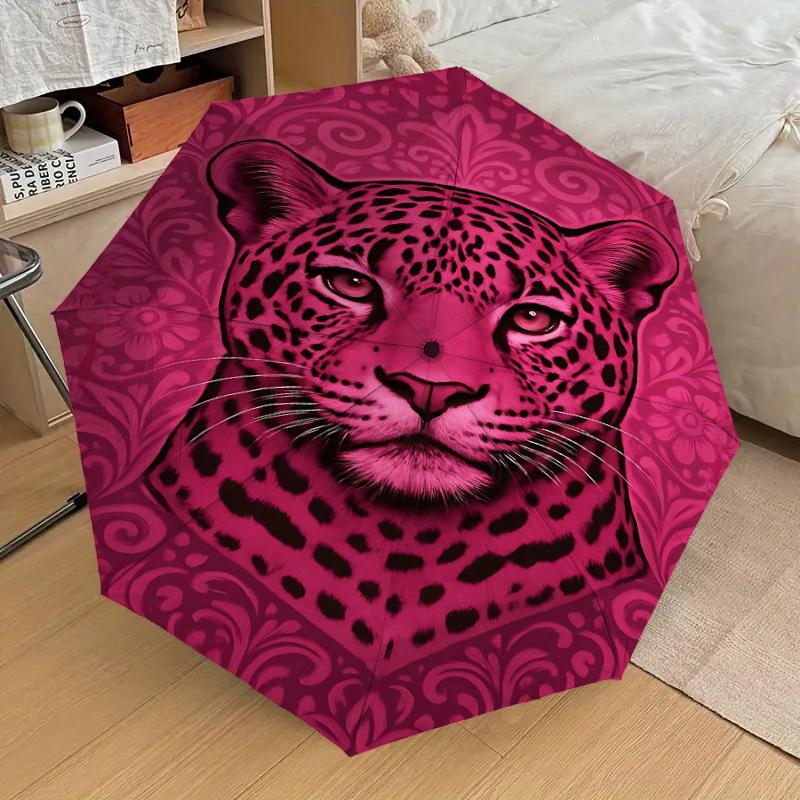 1PC leopard pattern Automatic Open/Close Umbrella Compact Folding Umbrella with 8-Rib Shaft lightweight esign, Fashion Lovers1241A