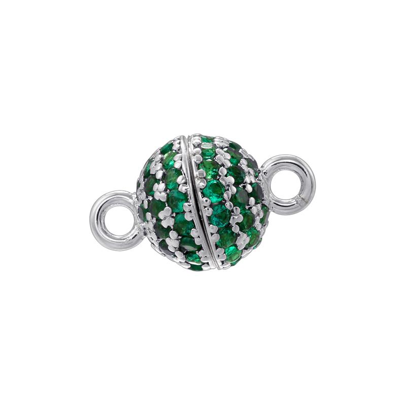 ZHUKOU 6MM Brass Inlaid Zircon Round Magnet Connection Buckle Bead Water Diamond Pendant Jewelry Making Buckle Accessories:VK265