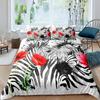Zebra Print Bedding Set, Striped Zebra Animal Print Decorative Quilted 3 Piece Comforter Cover With 2 Pillow Shams, King Size