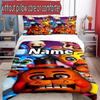 3pcs Duvet Cover Set (1*Duvet Cover + 2*Pillowcase, Without Core), Custom Name Five Nights At Freddy's Pattern Bedding Set, Home Bedroom Decor Gift