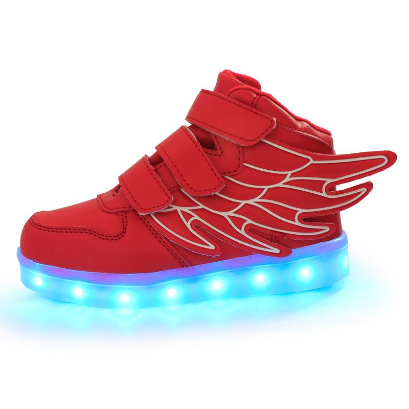 Autumn Children's Wing Light Shoes LED Luminous Shoes USB Charging Fluorescent Shoes Student Hip-hop Shoes