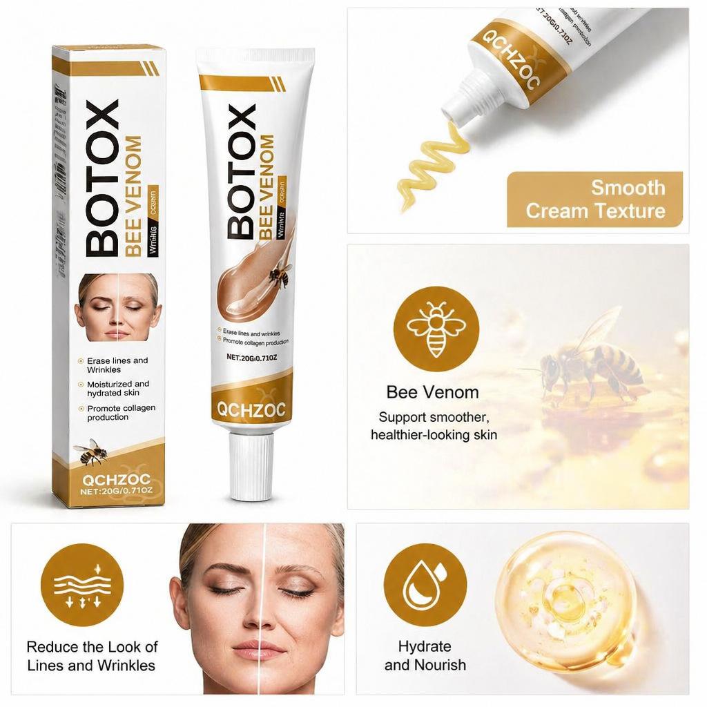Bee Venom Anti Wrinkle Face Cream Deep Hydration and Skin Firming Treatment, Fast Absorbing Wrinkle Reducer for Youthful Glow
