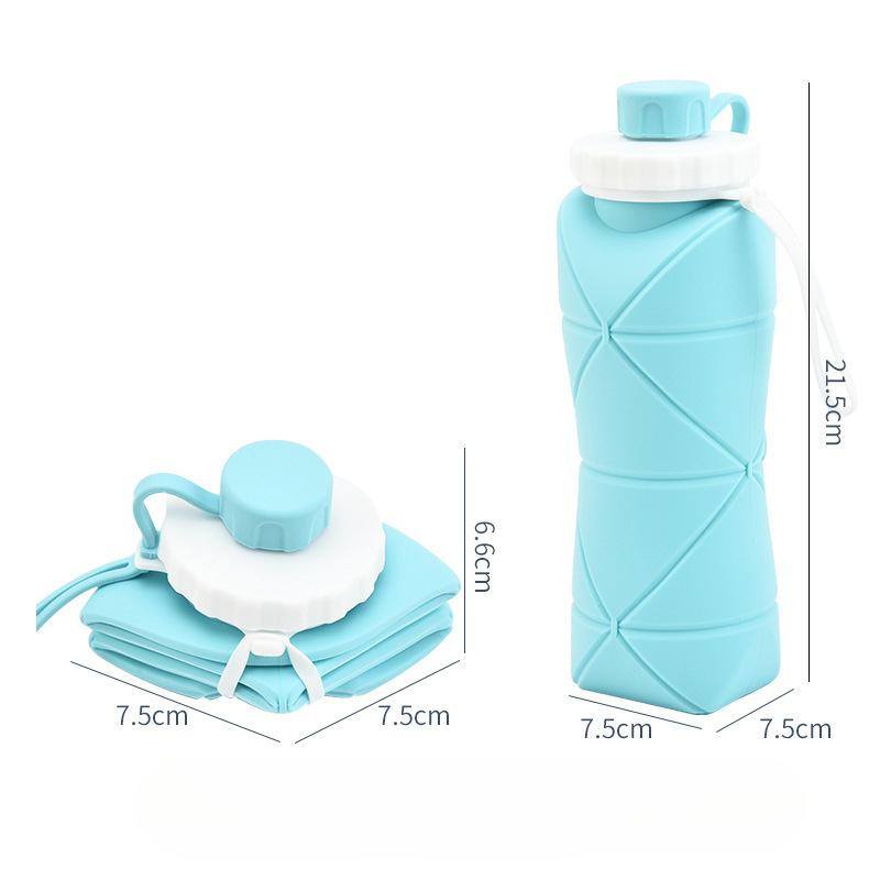 Folding kettle portable outdoor camping cup travel compressed water cup food grade silicone telescopic павлин голубой