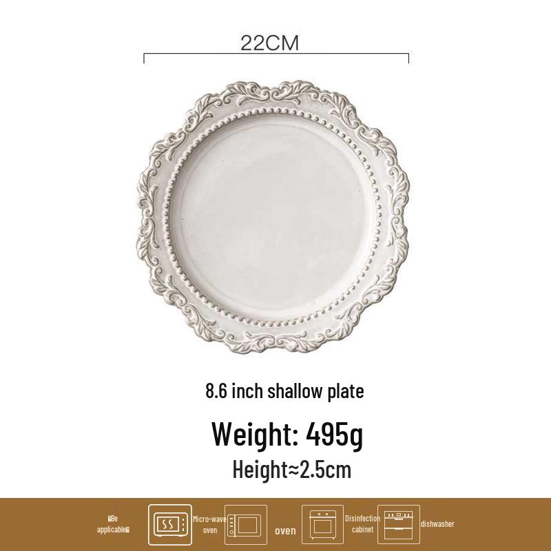 Ensemble de vaisselle en céramique style cour baroque: Vaisselle rétro européenne française avec assiettes à soupe, bols et assiettes plates