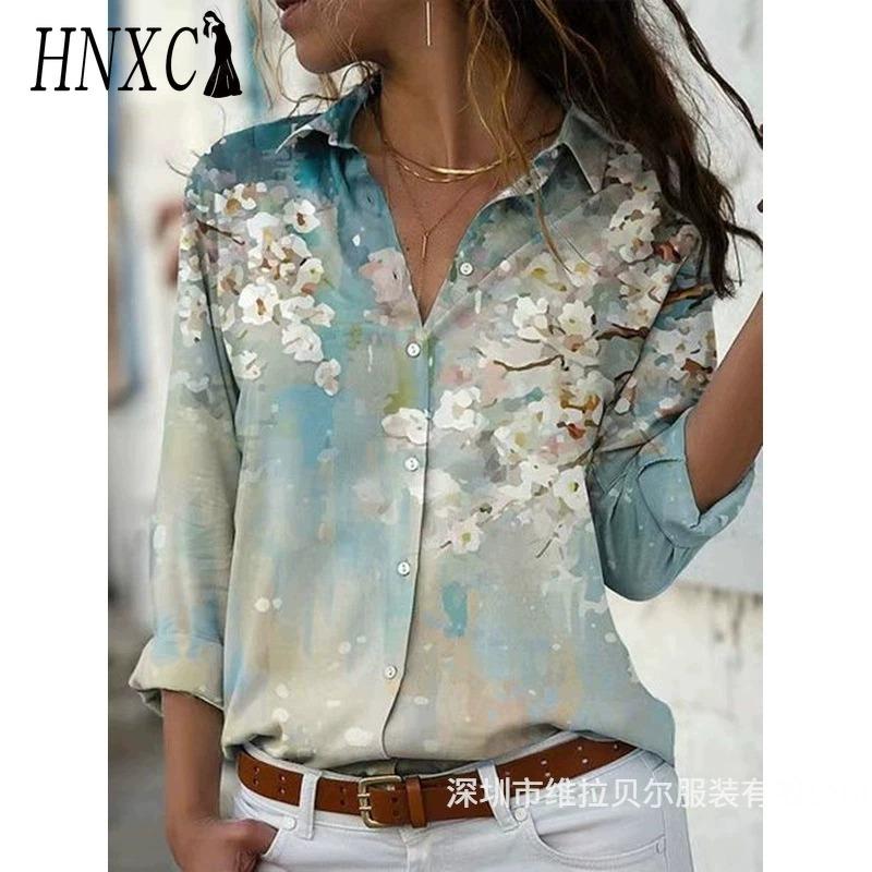 HNXC 38 Color Women's Fashion Casual Long Sleeve POLO Neck Blouses & Shirts