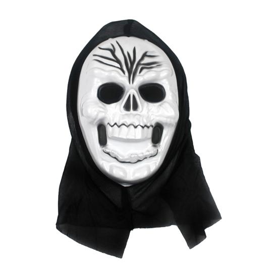 Soft Plastic Horror Masque Halloween Ghost Full Face Masque, Screaming with Realistic Fanged Skull Prop Hood, Scary Costume Accessory for Cosplay