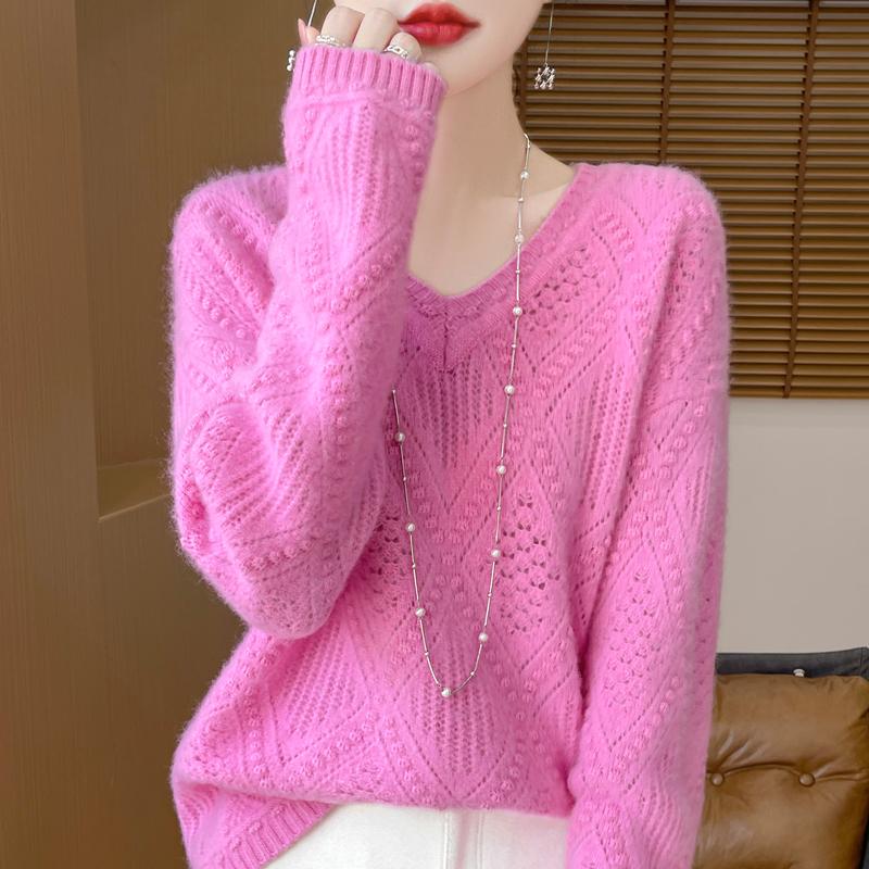 Women's Cashmere Sweater Qinghe Cashmere 30% Cashmere 70% Wool Autumn and Winter Pullover Warm and Fashionable