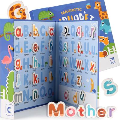 Montessori Busy Quiet Book Inglês Letras Magnéticas Cartão Exercício de Emparelhamento Quebra-cabeça Jogos de Feitiços Brinquedos Educativos para Crianças Presentes