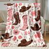 Cowboy Boots and Hat Print Throw Blanket for Sofa, Bed, Office, Travel, Camping, and Cozy Home Gift
