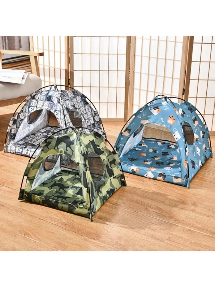 Foldable Cat House Pet Tent Four Seasons Universal Cat and Dog Pet Nest Summer Cool Mat Outdoor Portable Foldable Breathable
