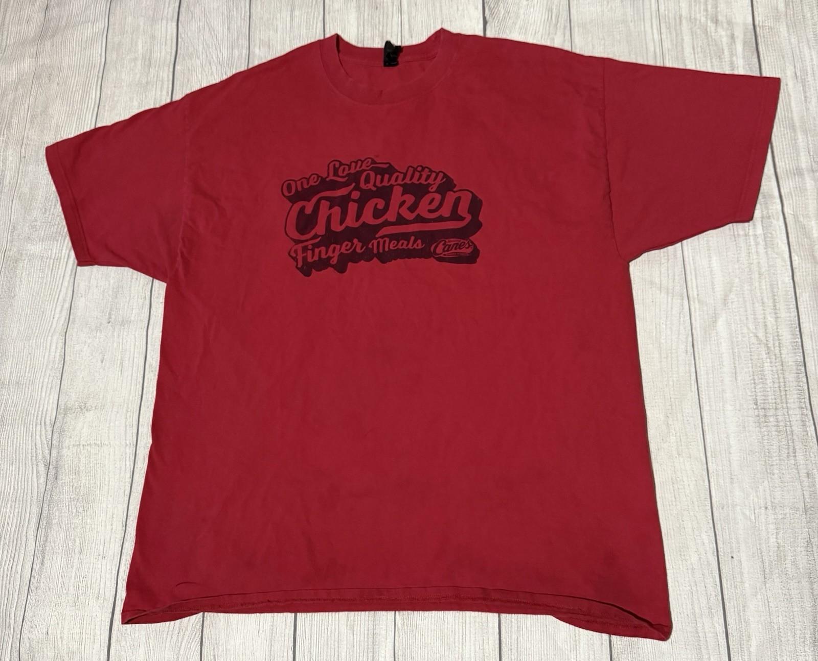 Raising Canes Official One Love Quality Chicken Fingers Mens Red T-Shirt 2XL XXL