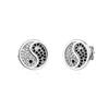 Chinese Style Bagua Black & White Diamond Stud Earrings for Men - Copper Zircon, Trendy European & American Design