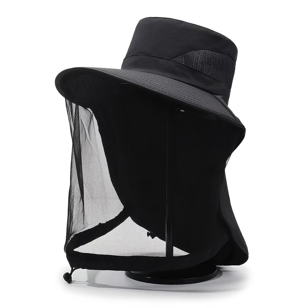 Men Mosquito Proof Sun Hat With Face Cover Summer Outdoor Fishing Bucket Neck Flap Anti Uv Breathable Shade Cap Camping Hiking