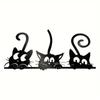 1pc Metal Wall Art Decor - Black Three Thick-Skinned Cats, Iron Wire Wall Hanging Ornament