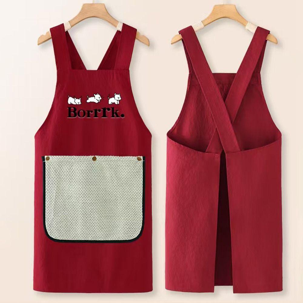 Waterproof Kitchen Apron Anti-fouling Cross Back Restaurant Uniform with Removable Hand Towel Sleeveless Catering Work Clothes