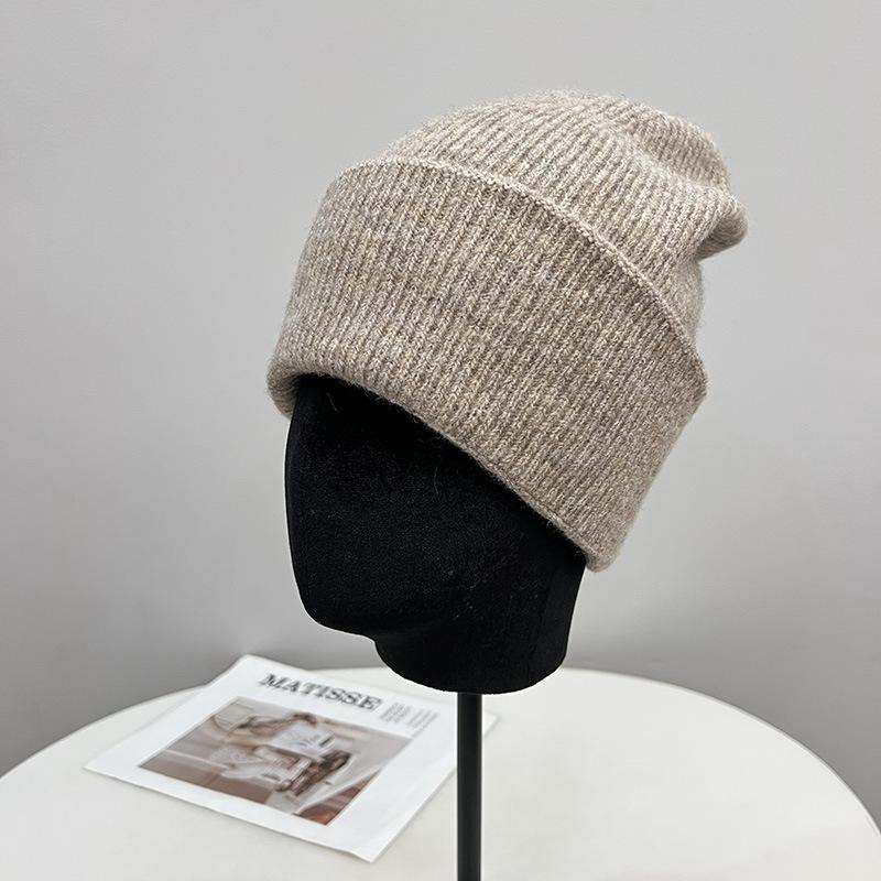 Zawiera 7% wełny lekki kaszmirowy dzianinowy karbowany pulowerowy kapelusz prosty potrójnie składany luźny zimowy ciepły kapelusz na zimno