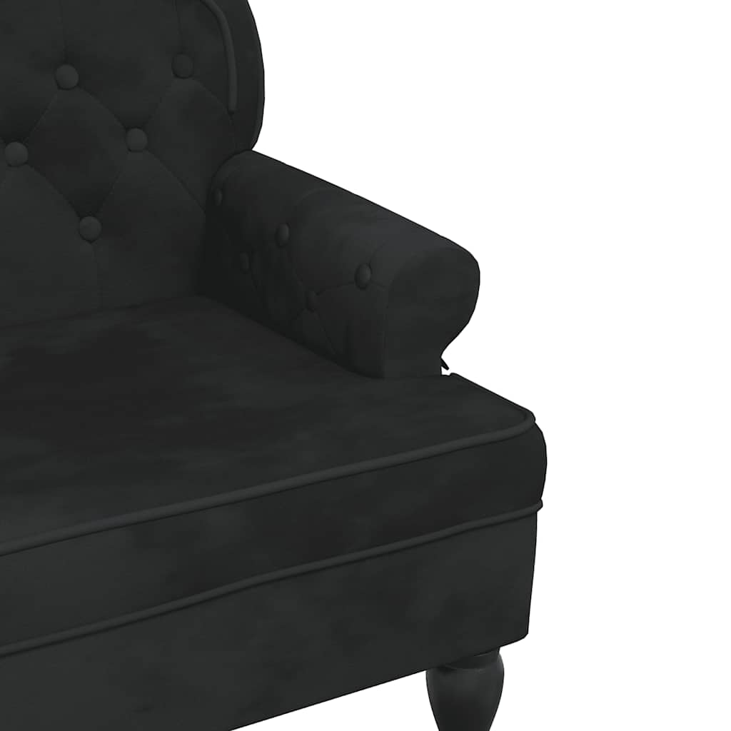 Bench with Backrest Black 119.5 x 64.5 x 75 cm Velvet