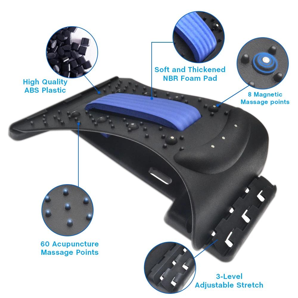 Back Stretcher Multi-Level Adjustable Back Cracker Board Lower Upper Lumbar Spine Support Pillow Waist Stretching Massage Device