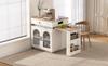 Isola da cucina con rotelle, tavolo da pranzo estensibile, tavolo da bar con prese elettriche, funge da credenza o madia per cucina e sala da pranzo (bianca)