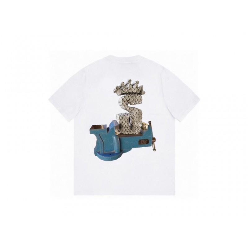 Stussy Short Sleeve T-Shirt Teens Loose Fit 270g Cotton Round Neck Casual Wear
