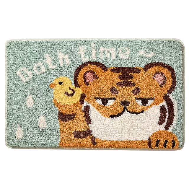 Tiger Absorbent Bathroom Door Entrance Mat Cartoon Bath Rug Bathroom Non -Slip Toilet Mat Entrance Children 'S Room Carpet 
