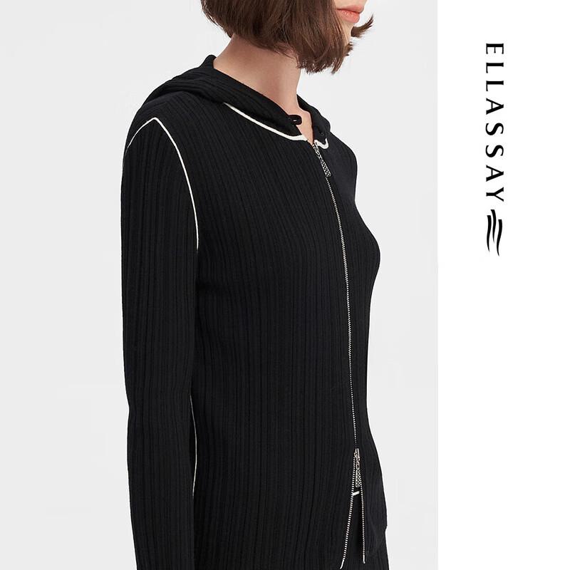 ELLASSAY Women's Merino Wool Hooded Knit Sweater